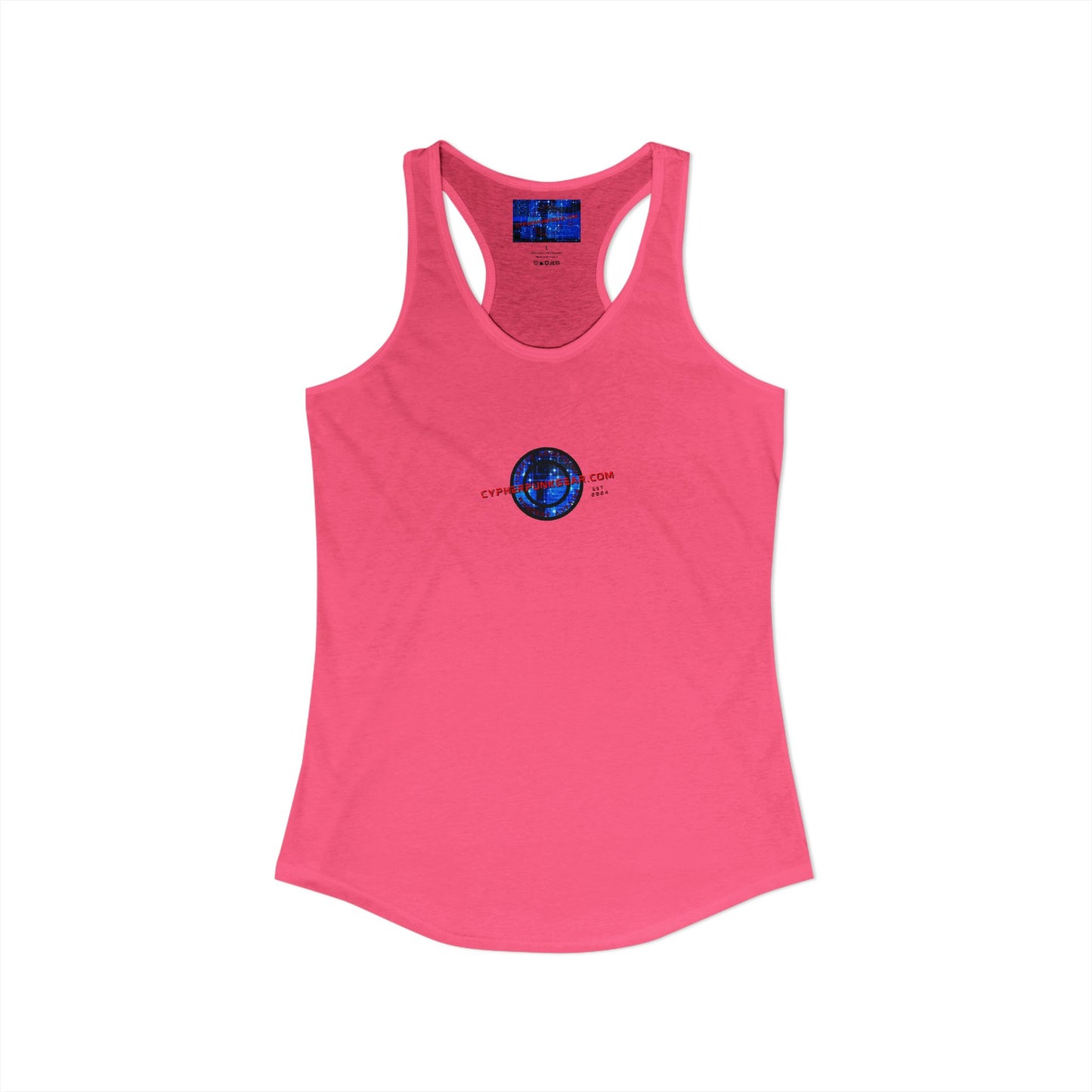 2-sided, cypherpunkgear.com Logo & Cityscape Women's Racerback Tank Top by cypherpunkgear.com