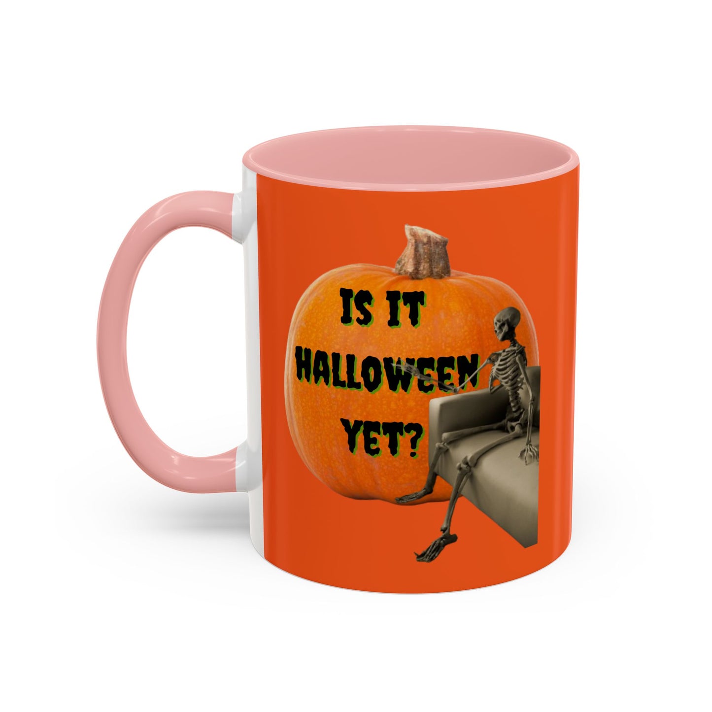 Is it Halloween yet? Skeleton's Giant Pumpkin Orange Accent Mug by CreepyCrafts.boo
