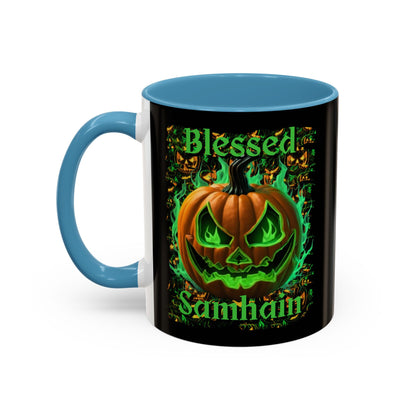 Blessed Samhain Green Jack Black Accent Mug by CreepyCrafts.boo
