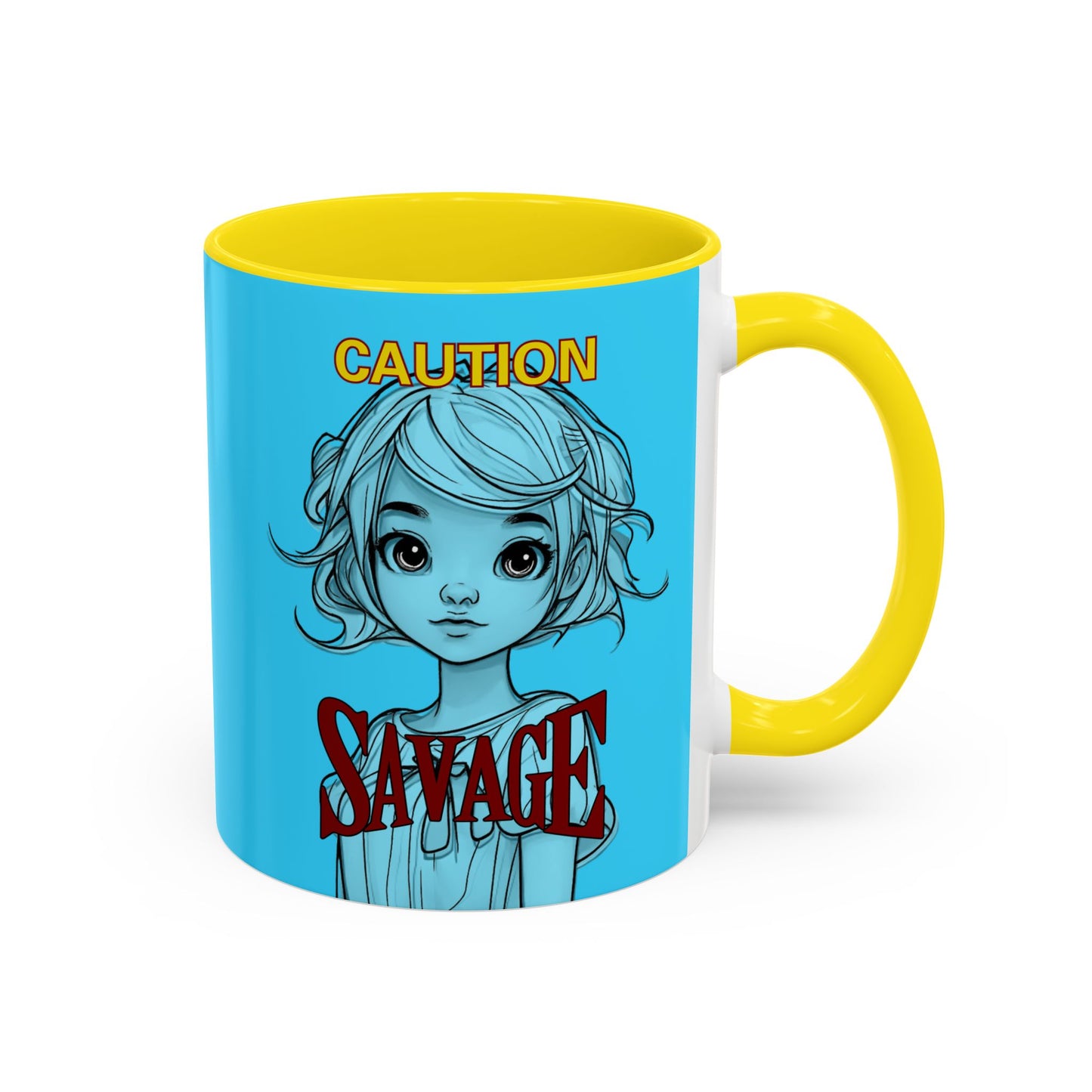 Caution, Savage Light Blue Accent Mug by cypherpunkgear.com