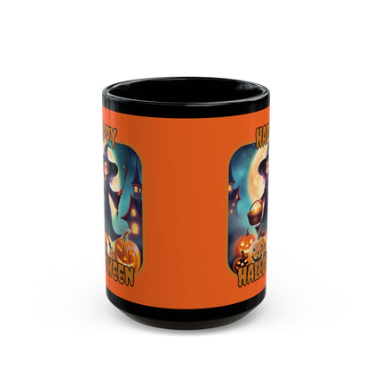 Happy Halloween Little Witch Orange font Orange Mug by CreepyCrafts.boo