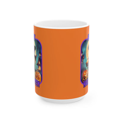 Happy Halloween Little Witch PRfont Orange Mug by cypherpunkgear