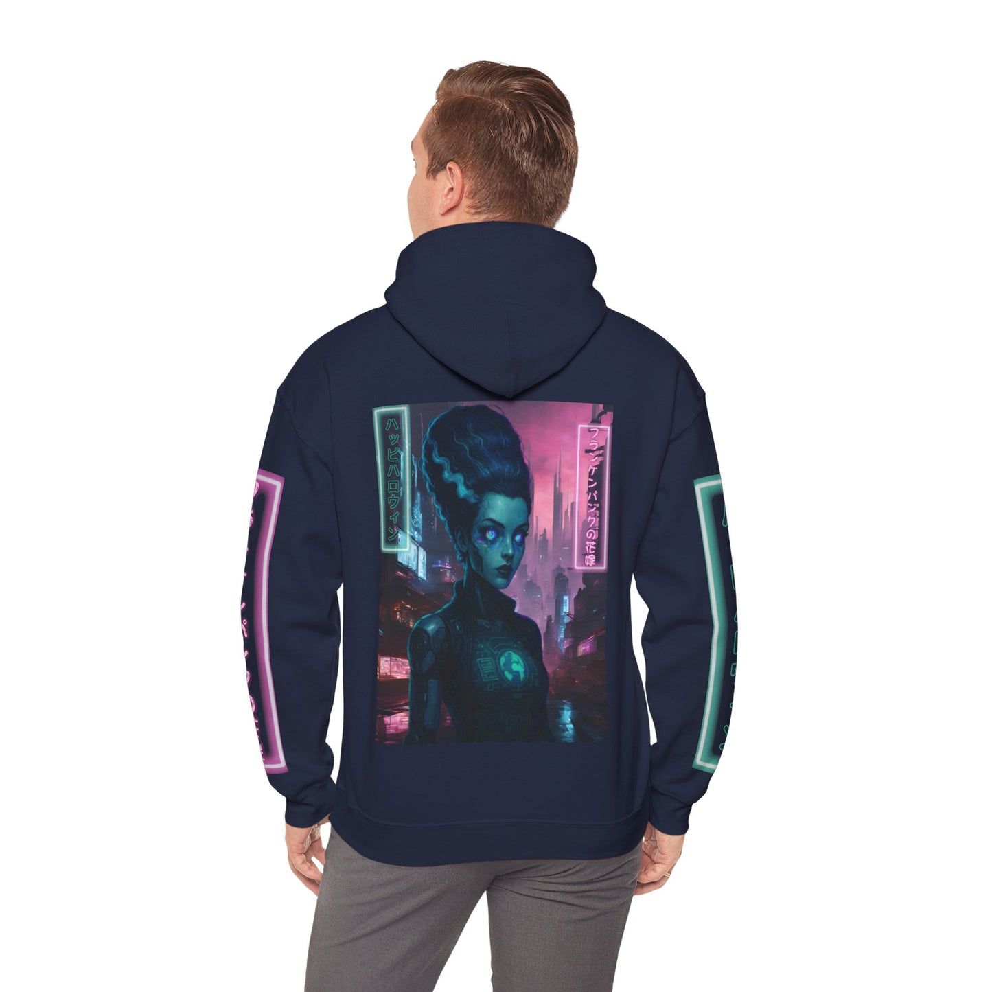 Neon Bride of Frankenstein Hoodie Unisex Hooded Sweatshirt by CreepyCrafts.boo