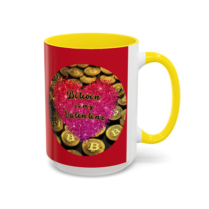 Bitcoin is My Valentine Red Accent Mug by cypherpunkgear.com