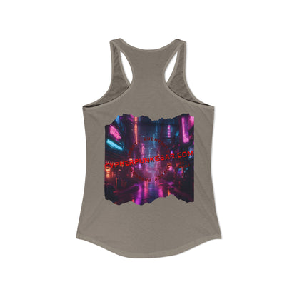 2-sided, cypherpunkgear.com Logo & Cityscape Women's Racerback Tank Top by cypherpunkgear.com