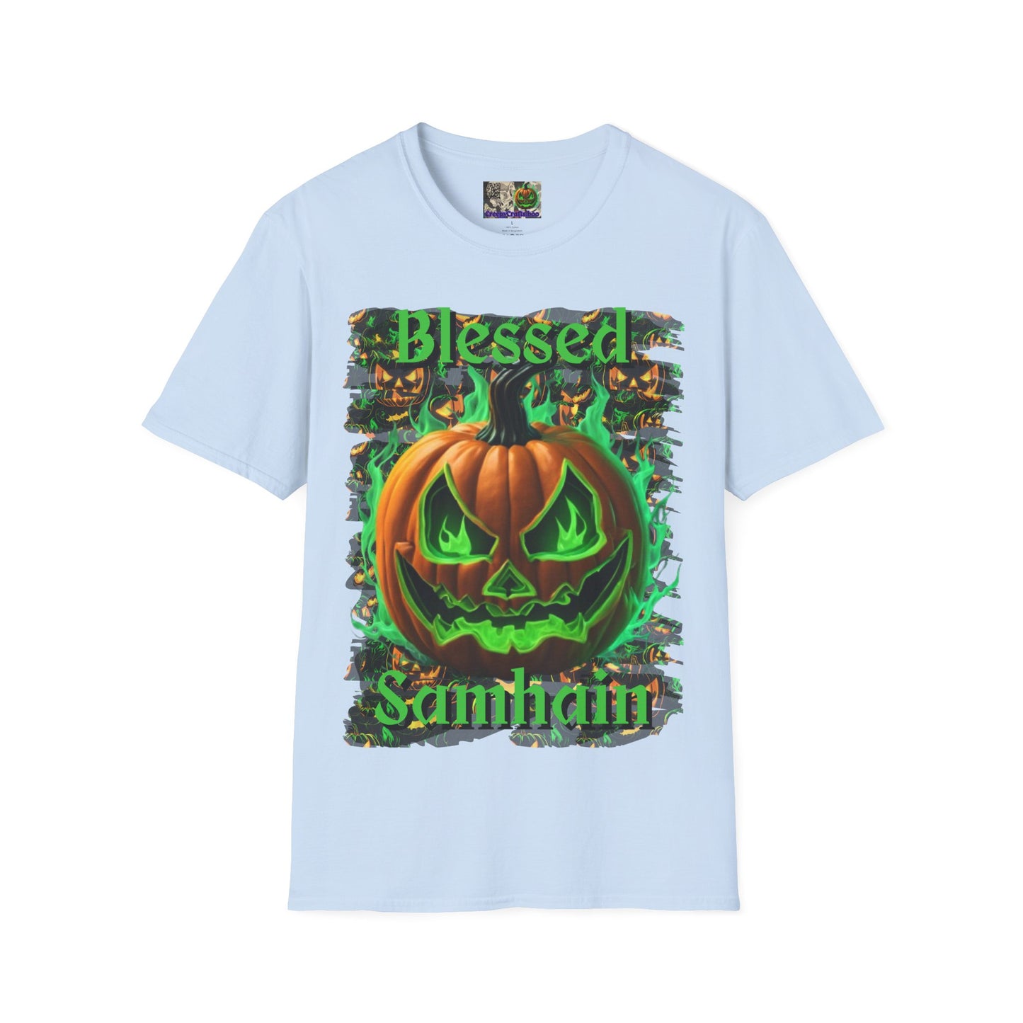 Blessed Samhain Green Jack Light colors Unisex T-Shirt by CreepyCrafts.boo