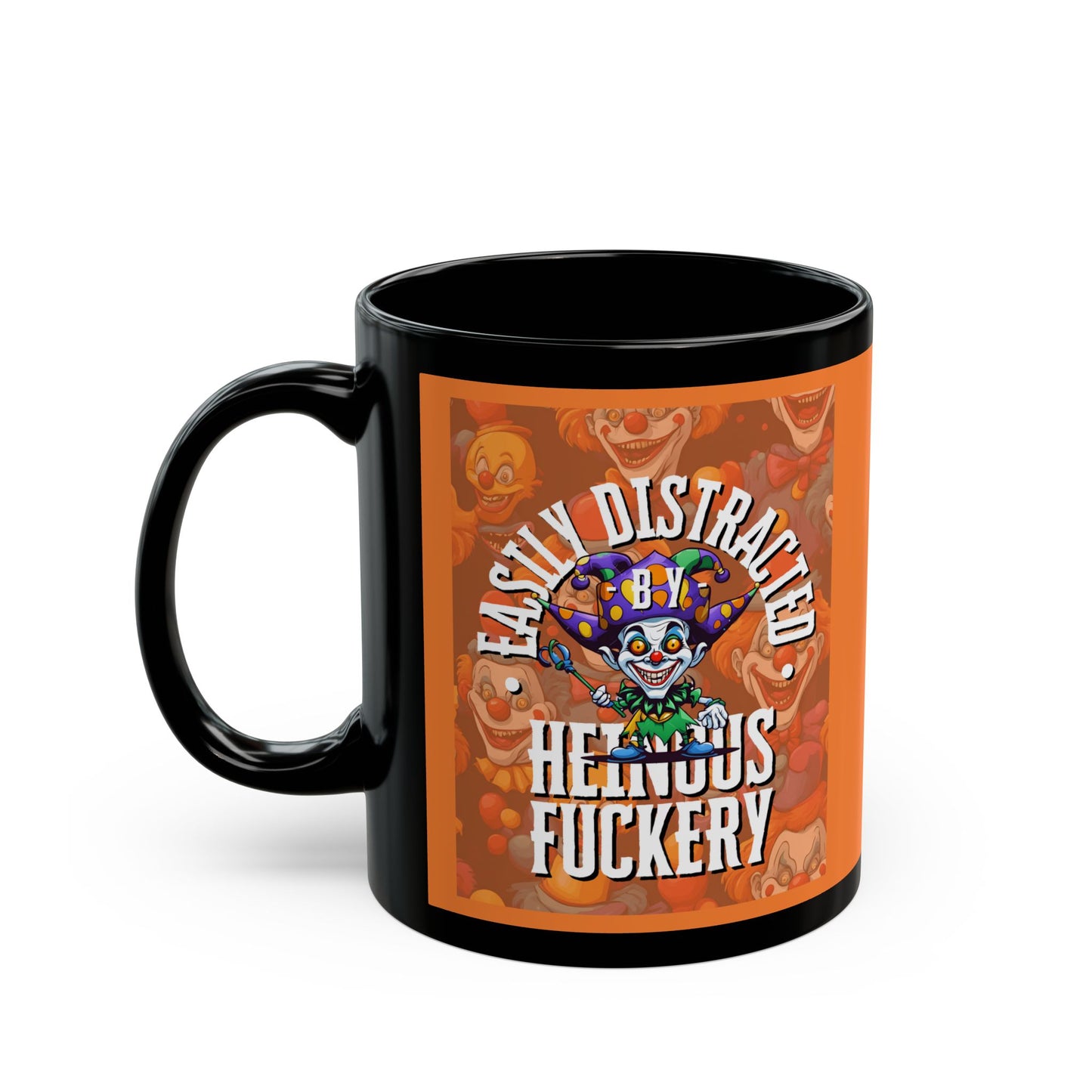 Easily Distracted by Heinous Fuckery Little Jinx Orange Mug by cypherpunkgear.com