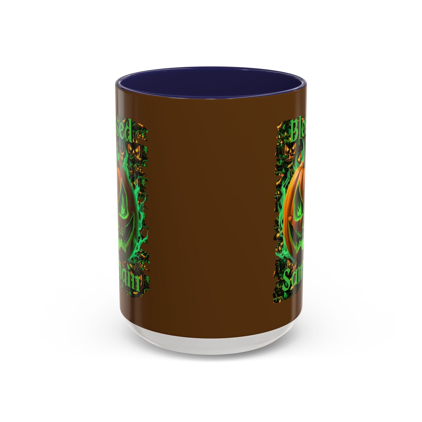 Blessed Samhain Green Jack Brown Accent Mug by CreepyCrafts.boo