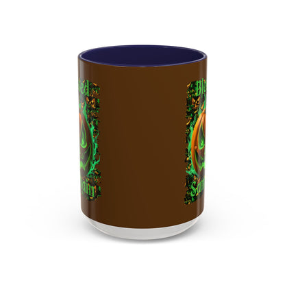 Blessed Samhain Green Jack Brown Accent Mug by CreepyCrafts.boo