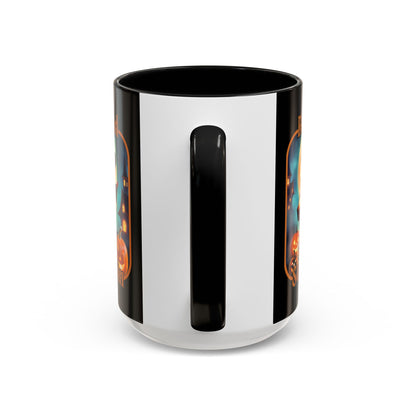 Blessed Samhain Little Witch Orange font Black Accent Mug by CreepyCrafts.boo