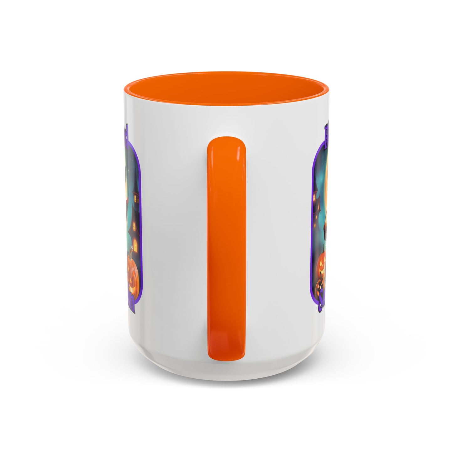 Blessed Samhain Little Witch Purple font White Accent Mug by CreepyCrafts.boo