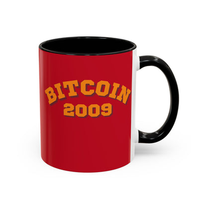 Bitcoin 2009 Red Accent Mug by cypherpunkgear.com