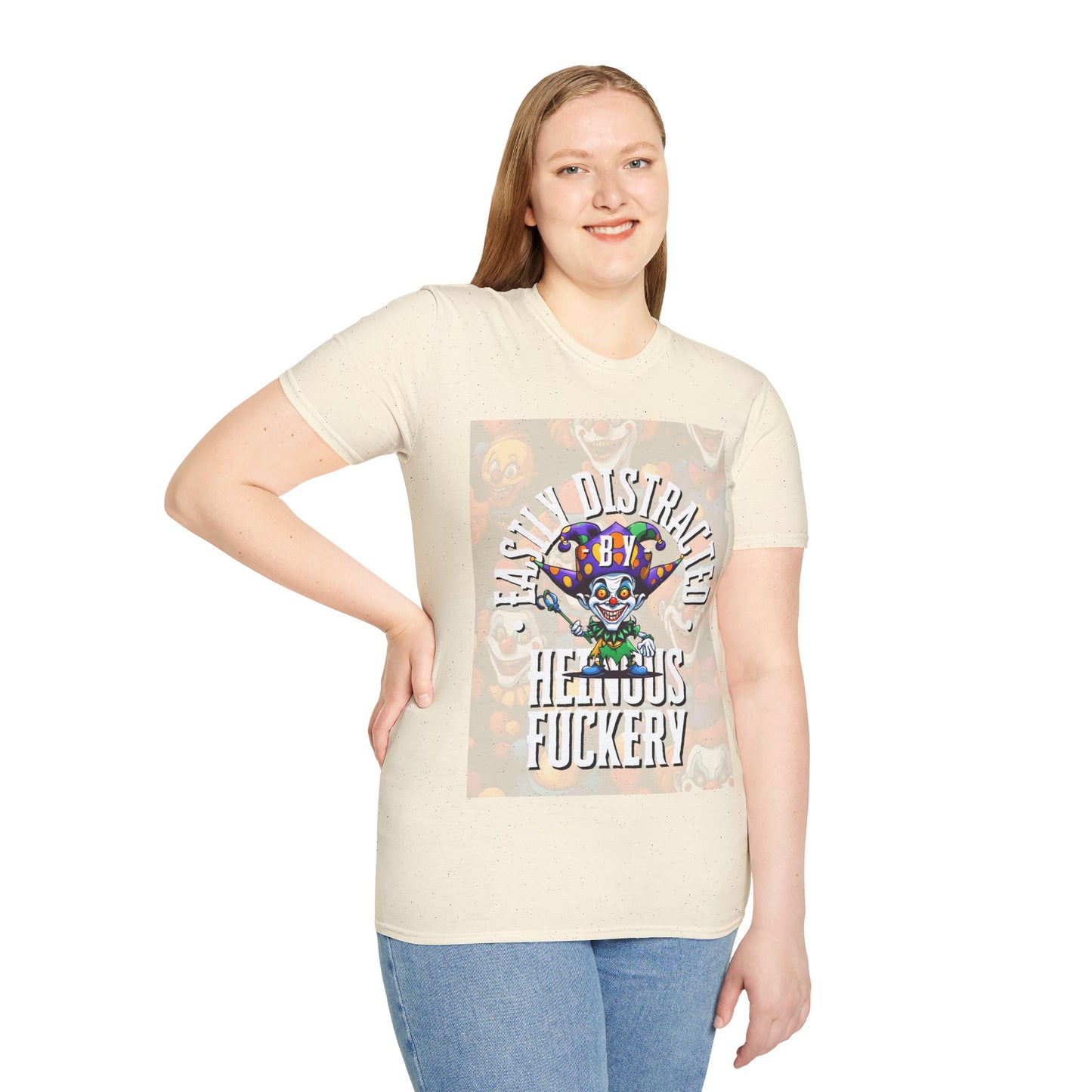 Easily Distracted by Heinous Fuckery Little Jincs Light colors Unisex T-Shirt by cypherpunkgear.com