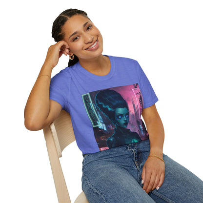 Neon Bride of Frankenstein Light colors Unisex T-Shirt by CreepyCrafts.boo