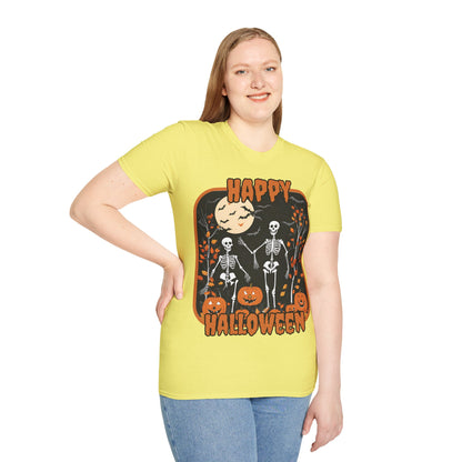 Spooktacular Skeletons of Halloween Light colors Unisex T-shirt by CreepyCrafts.boo