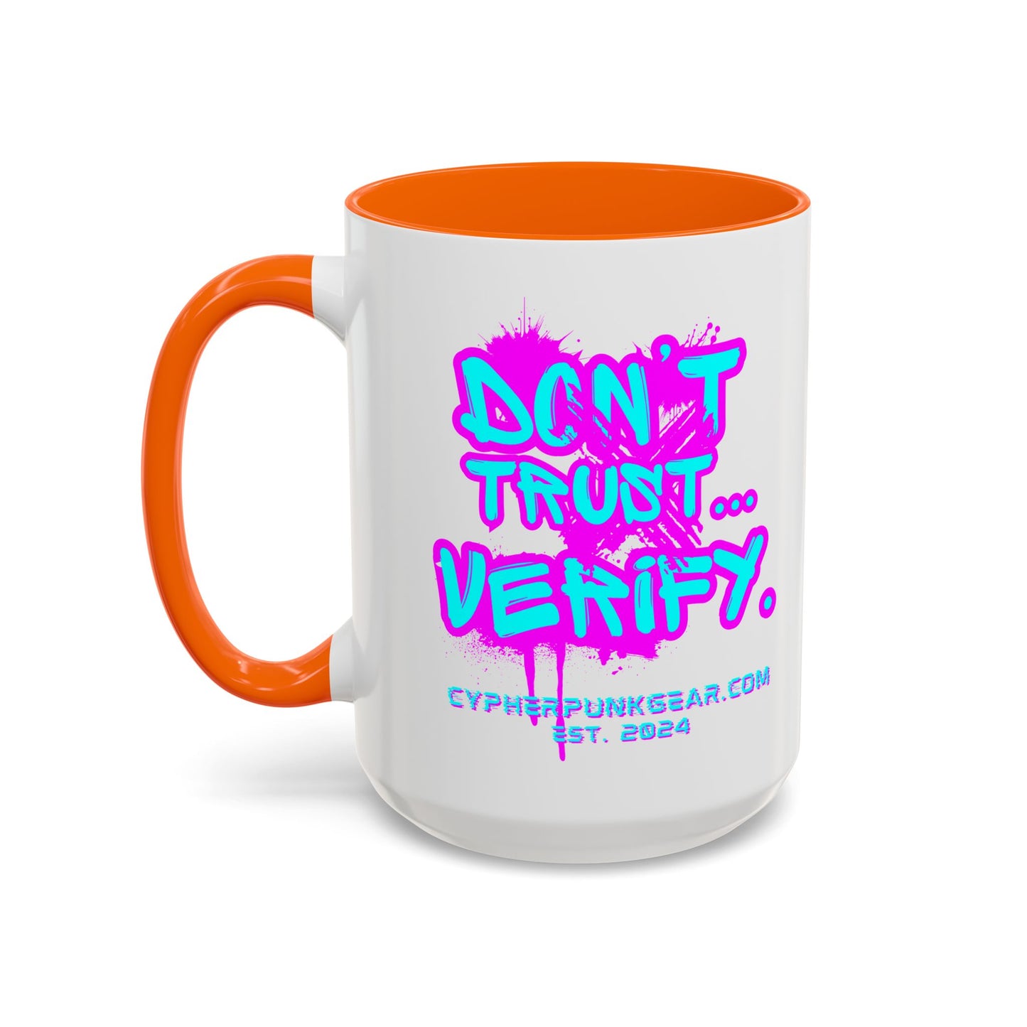 Don't Trust...Verify. White Accent Mug by cypherpunkgear.com