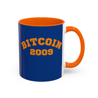 Bitcoin 2009 Dark Blue Accent Mug by cypherpunkgear.com