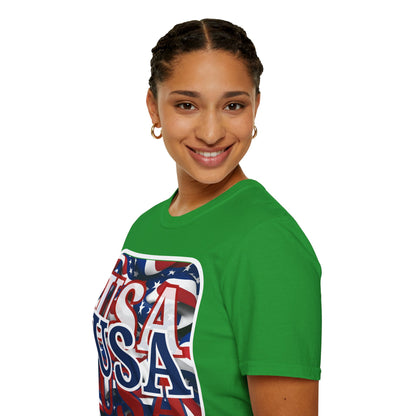 Red White and BLUE USA Patriot Dark colors Unisex T-Shirt by cypherpunkgear.com