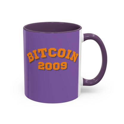 Bitcoin 2009 Light Purple Accent Mug by cypherpunkgear.com