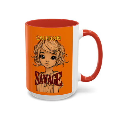 Caution, Savage Orange Accent Mug by cypherpunkgear.com