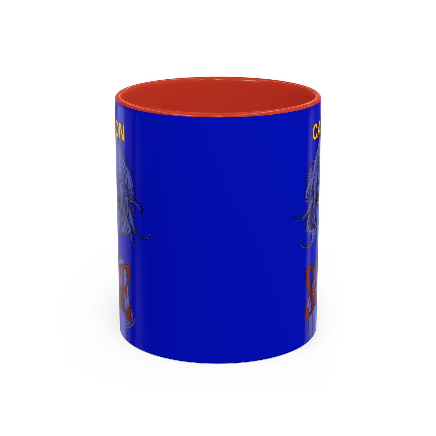 Caution, Savage Dark Blue Accent Mug by cypherpunkgear.com
