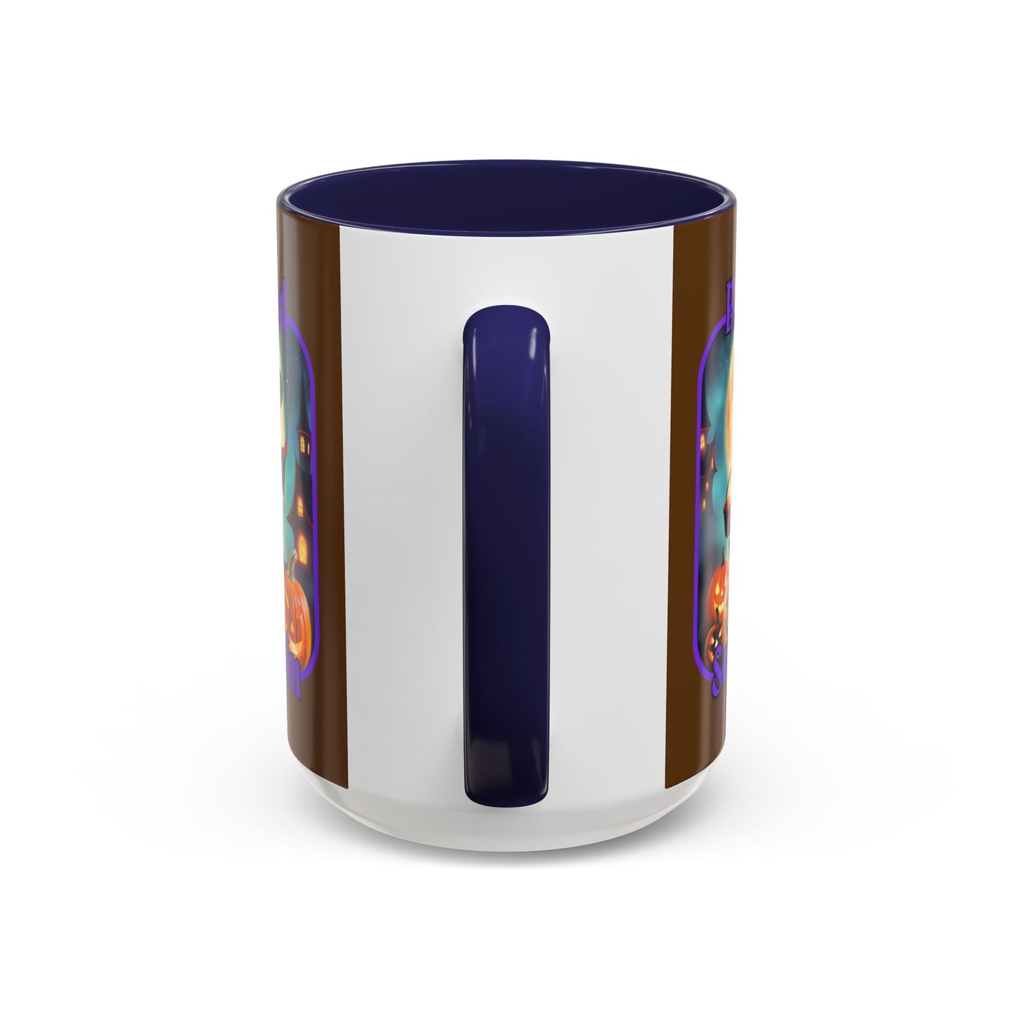 Blessed Samhain Little Witch Purple font Brown Accent Mug by CreepyCrafts.boo