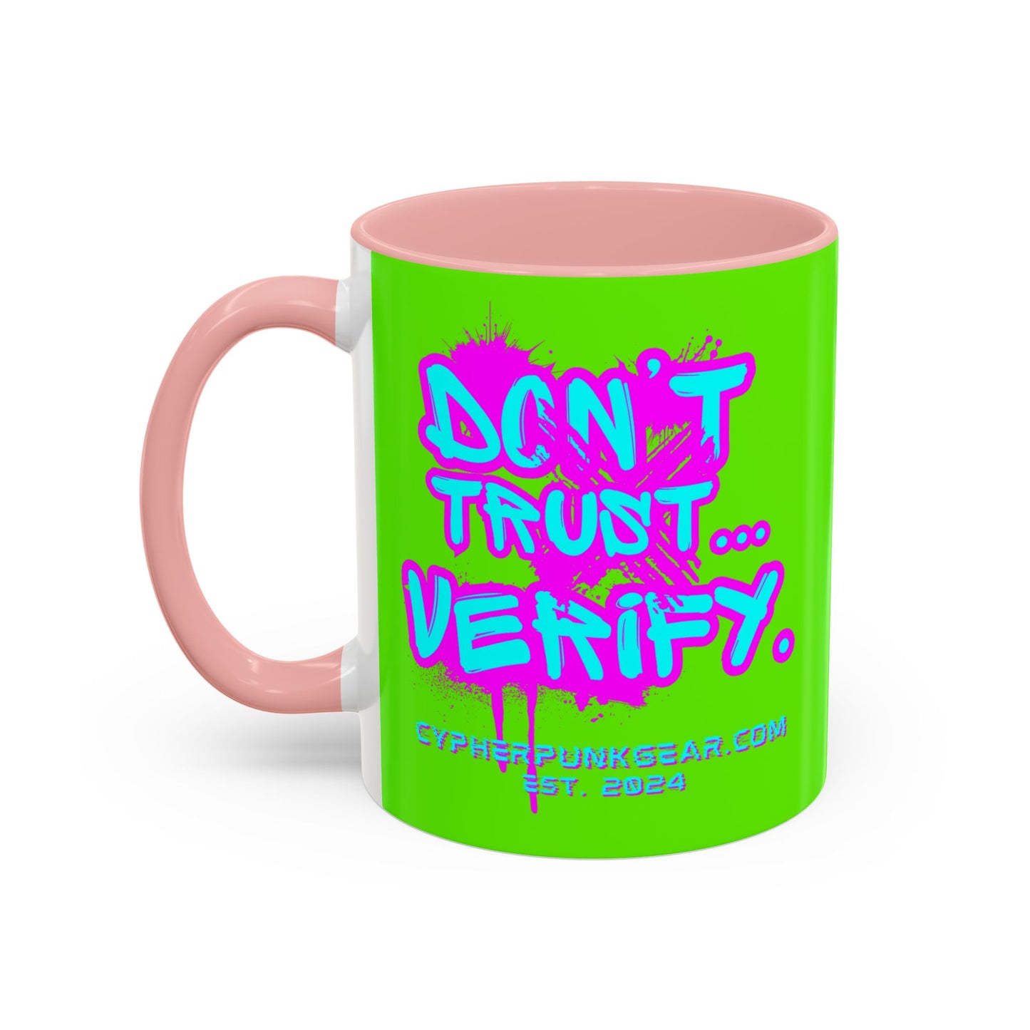 Don't Trust...Verify. Green Accent Mug by cypherpunkgear.com