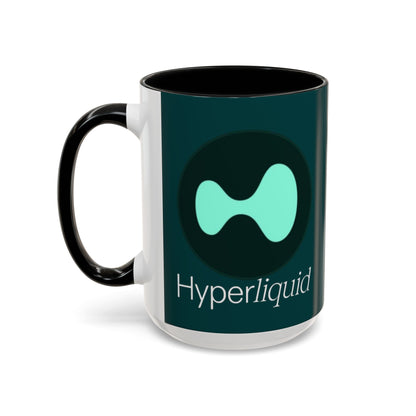 Hyperliquid White font Dark Hyperliquid Accent Mug by cypherpunkgear.com
