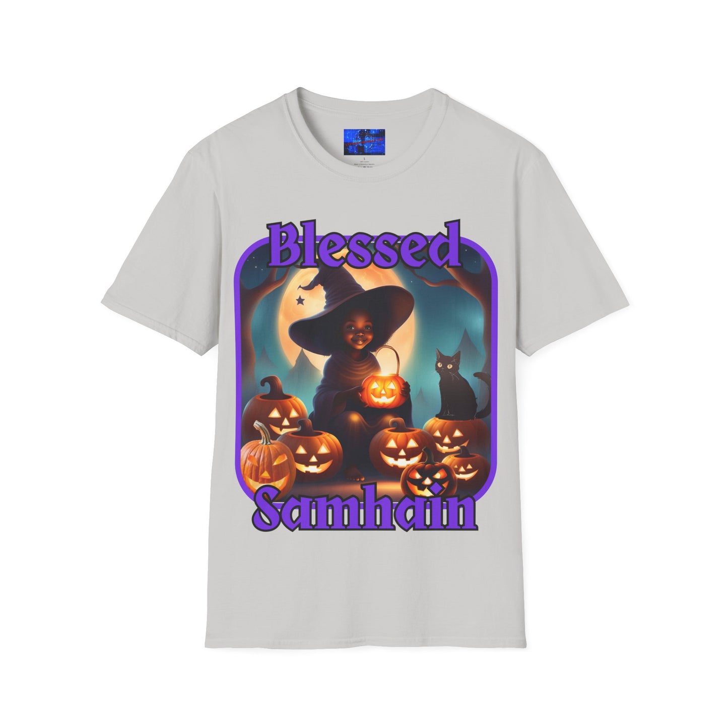 Blessed Samhain Cute Witch PRfont LTcolors Unisex T-Shirt by cypherpunkgear