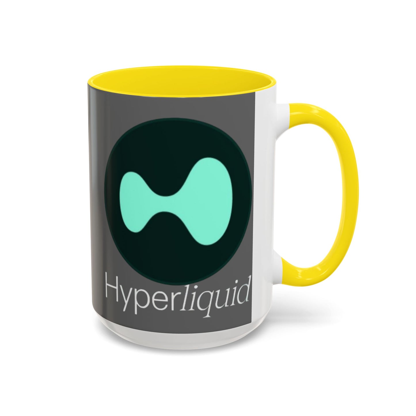 Hyperliquid White font Grey Accent Mug by cypherpunkgear.com