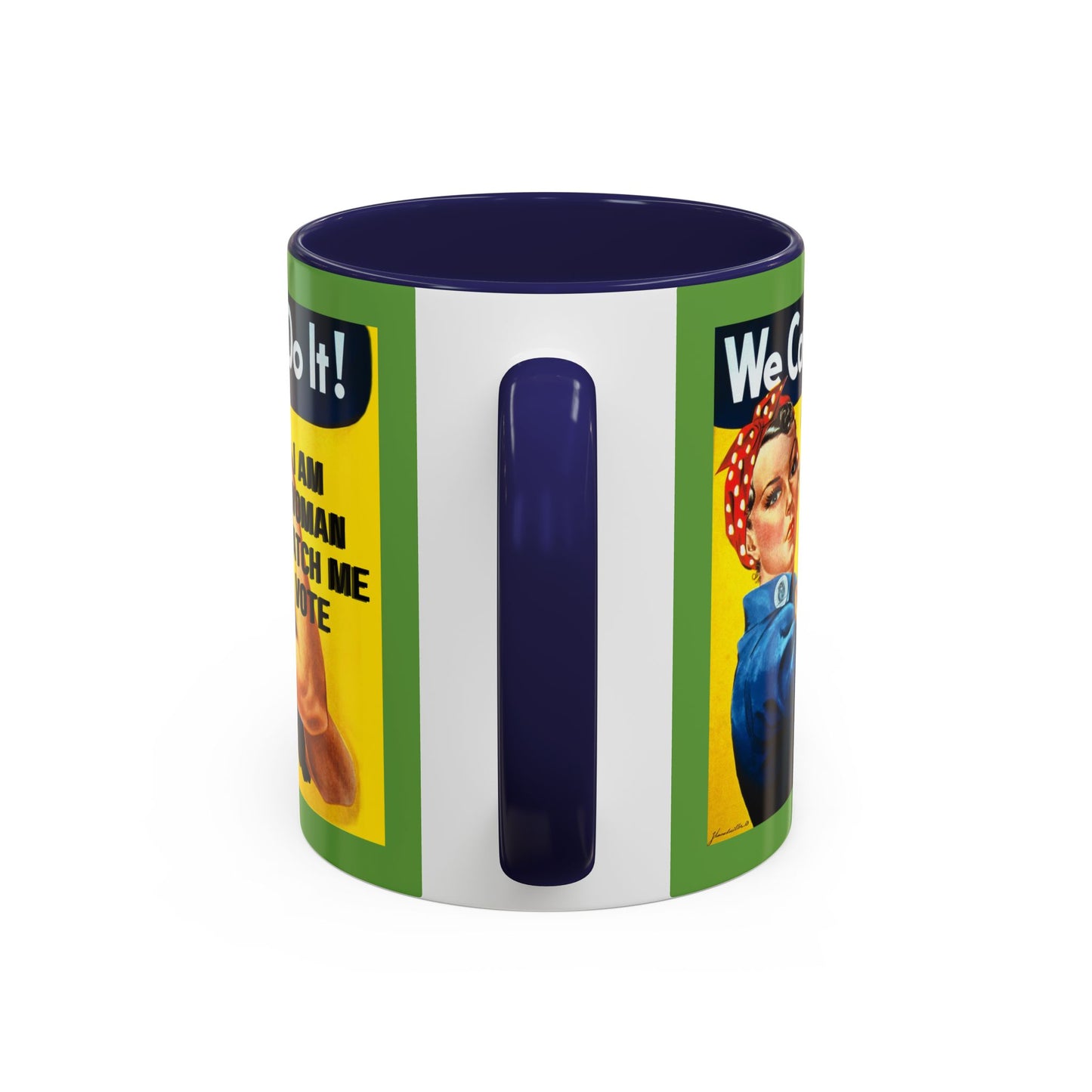 I Am Woman Watch Me Vote Rosie Green Accent Mug by cypherpunkgear.com