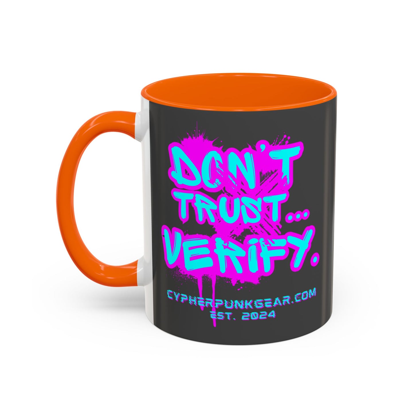 Don't Trust...Verify. Grey Accent Mug by cypherpunkgear.com