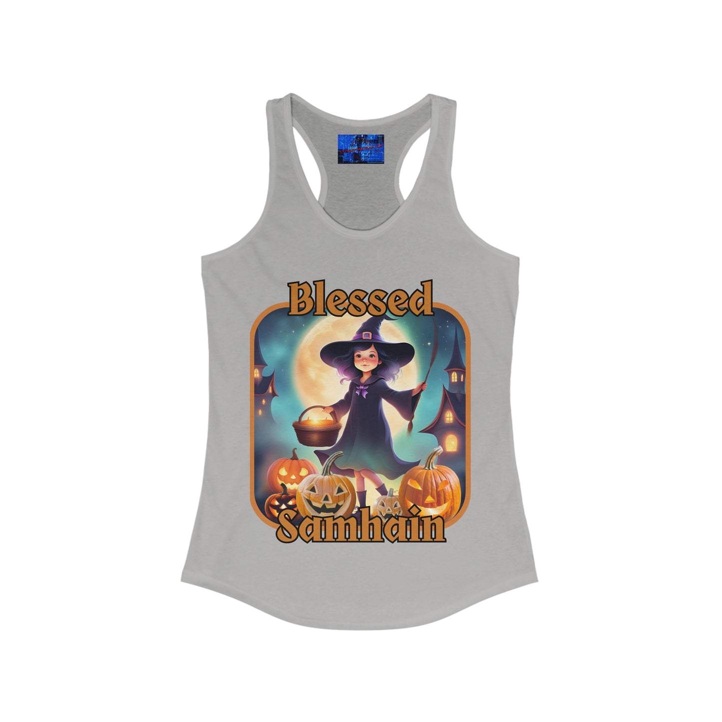 Blessed Samhain Little Witch ORfont Women's Racerback Tank Top by cypherpunkgear