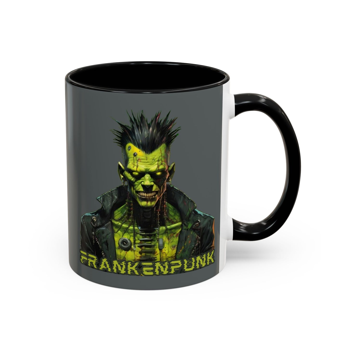 Frankenpunk Grey Accent Mug by CreepyCrafts.boo