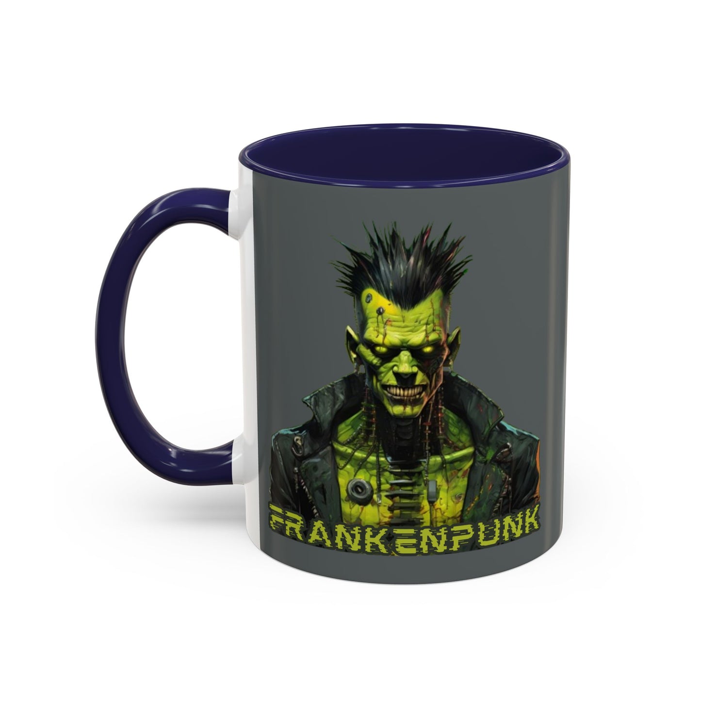 Frankenpunk Grey Accent Mug by CreepyCrafts.boo