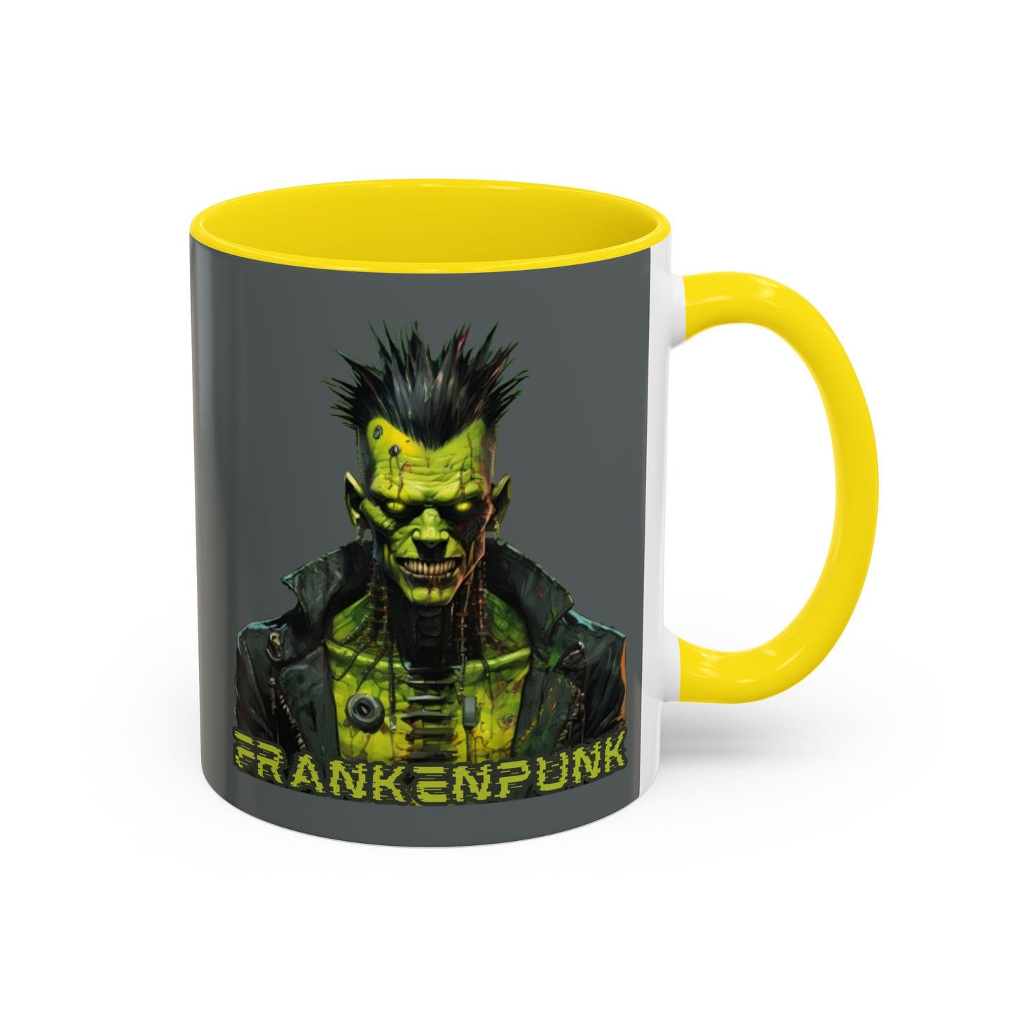Frankenpunk Grey Accent Mug by CreepyCrafts.boo