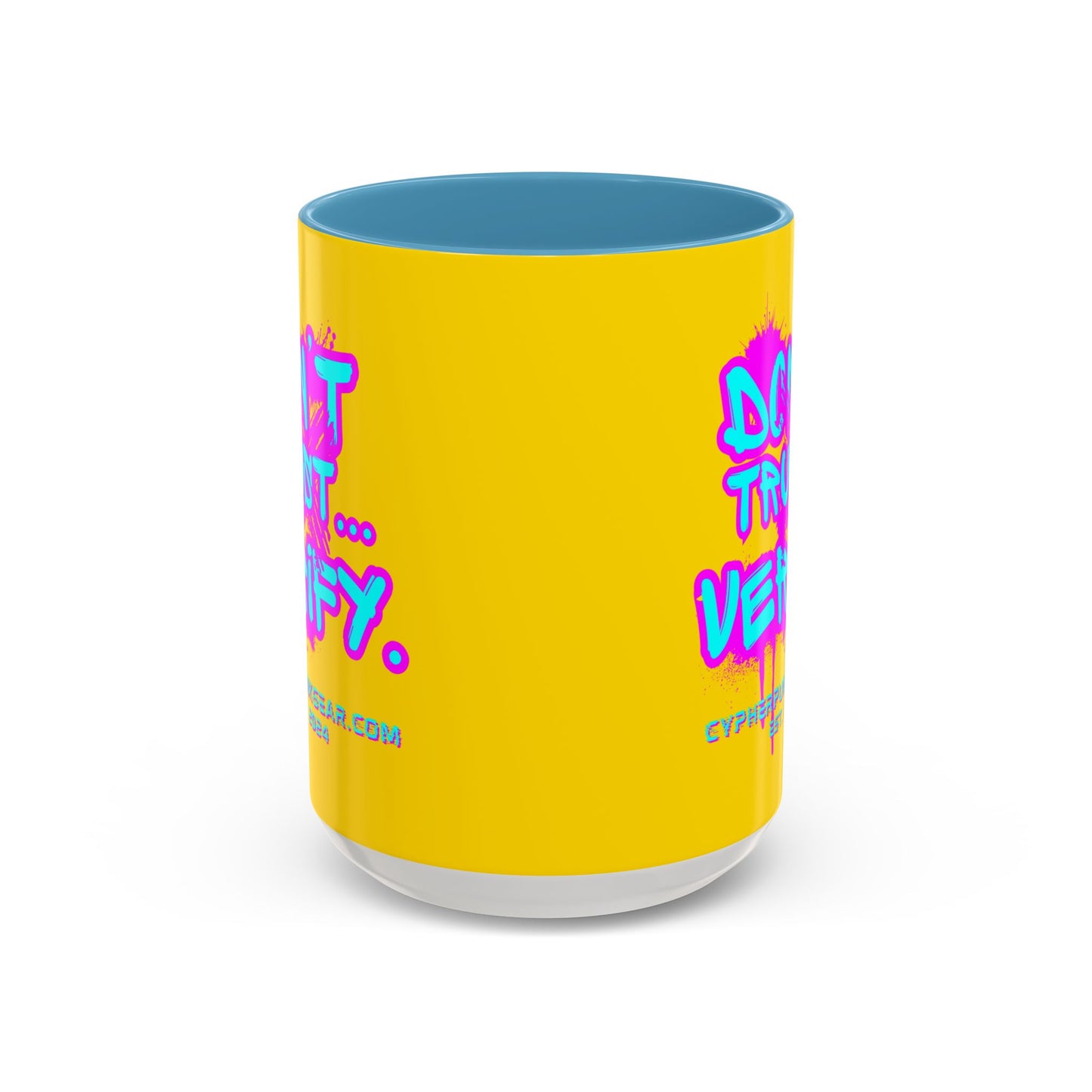 Don't Trust...Verify. Yellow Accent Mug by cypherpunkgear.com