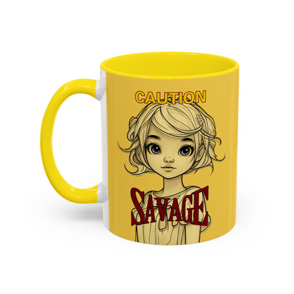 Caution, Savage Yellow Accent Mug by cypherpunkgear.com