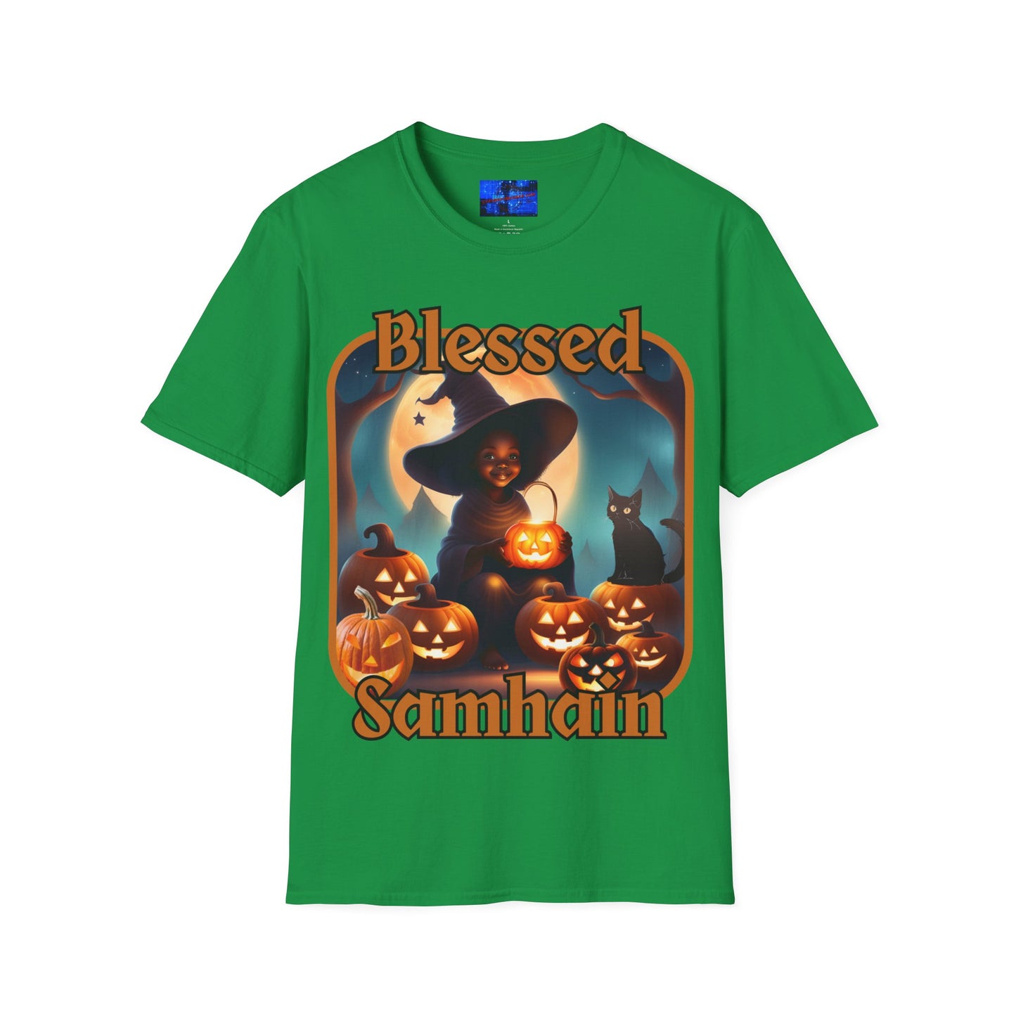 Blessed Samhain Cute Witch ORfont DKcolors Unisex T-Shirt by cypherpunkgear