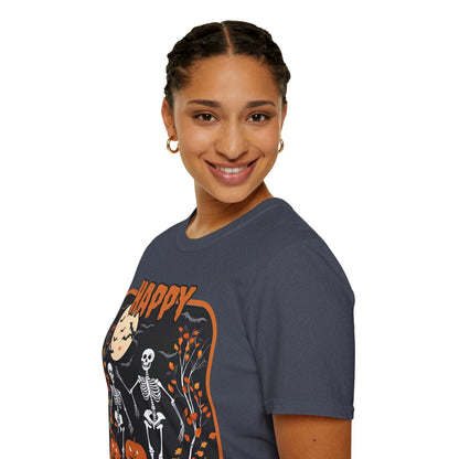 Spooktacular Skeletons of Halloween Dark colors Unisex T-shirt by CreepyCrafts.boo