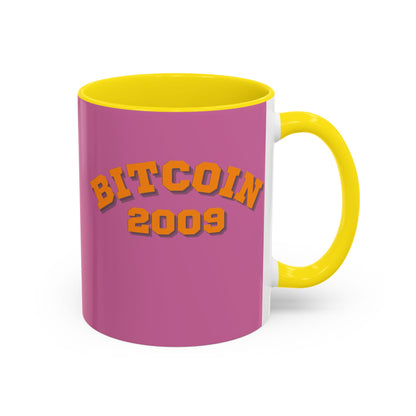 Bitcoin 2009 Pink Accent Mug by cypherpunkgear.com
