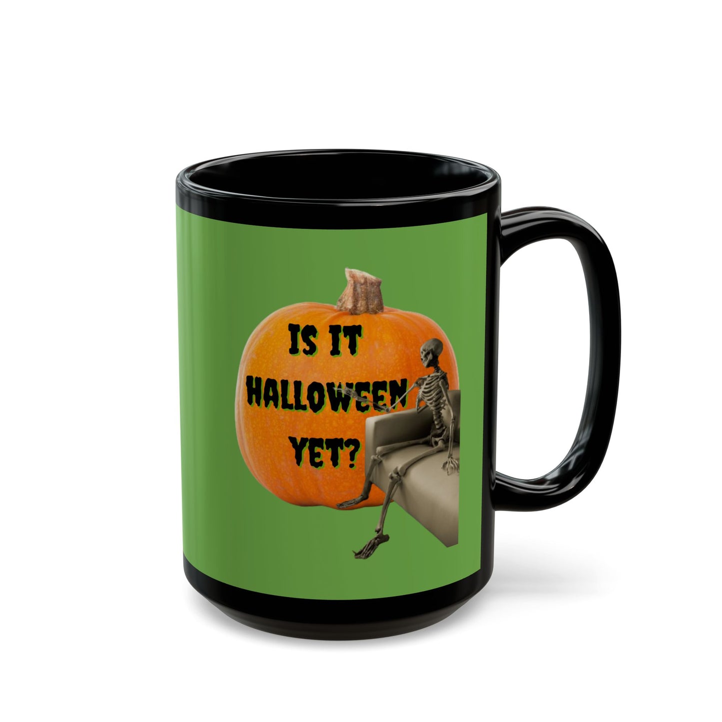 Is it Halloween yet? Skeleton's Giant Pumpkin Green Mug by CreepyCrafts.boo