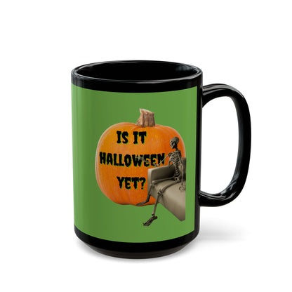 Is it Halloween yet? Skeleton's Giant Pumpkin Green Mug by CreepyCrafts.boo