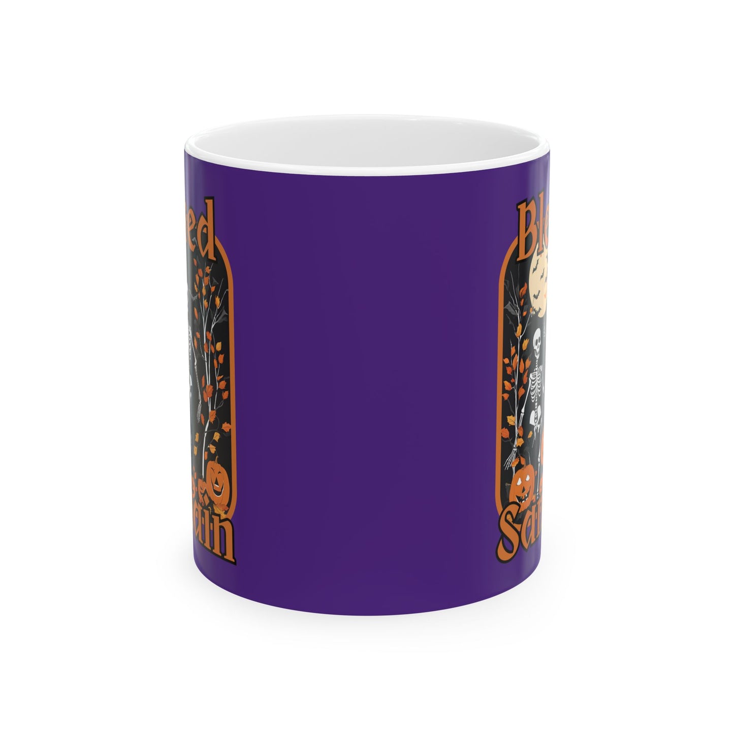 Spooktacular Skeletons of Samhain Purple Mug by cypherpunkgear