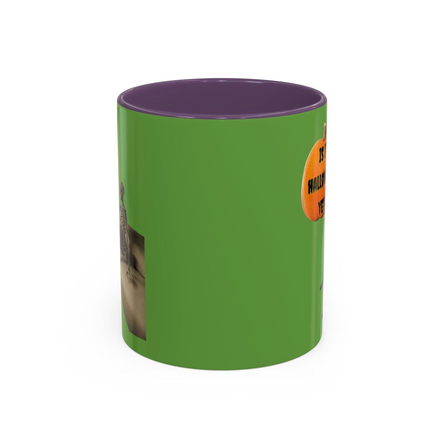 Is it Halloween yet? Skeleton's Pumpkin Accent Mug by CreepyCrafts.boo