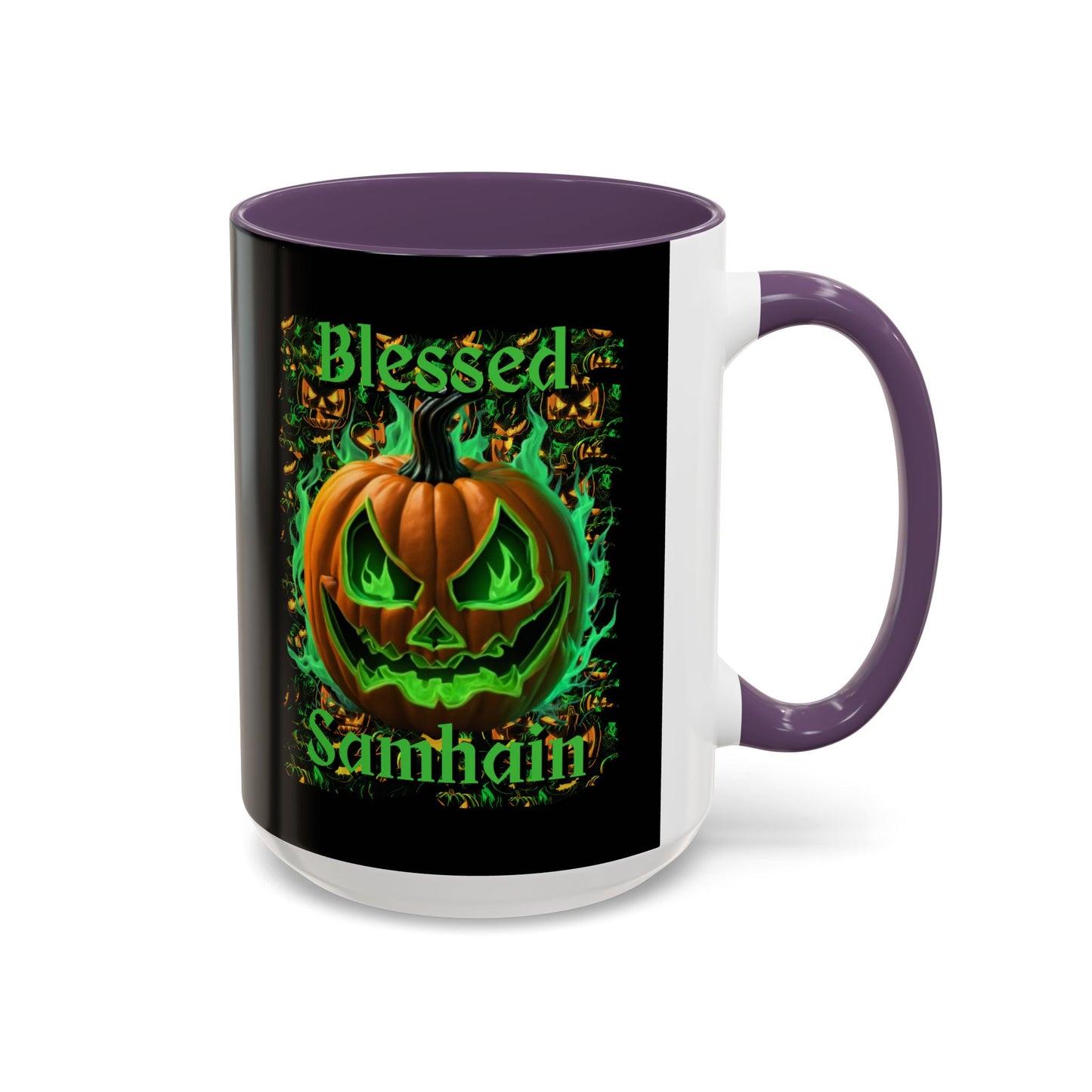 Blessed Samhain Green Jack Black Accent Mug by CreepyCrafts.boo