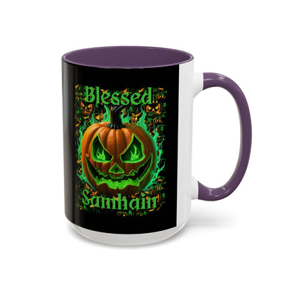 Blessed Samhain Green Jack Black Accent Mug by CreepyCrafts.boo