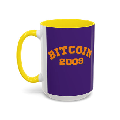 Bitcoin 2009 Dark Purple Accent Mug by cypherpunkgear.com