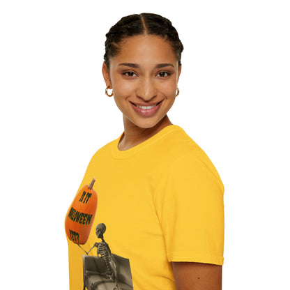Is it Halloween yet? Skeleton's Pumpkin Light colors Unisex T-Shirt by CreepyCrafts.boo