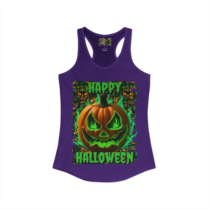 Happy Halloween Green Jack Women's Racerback Tank Top by CreepyCrafts.boo